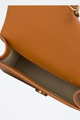 Mala em couro Love mini top - Castanho