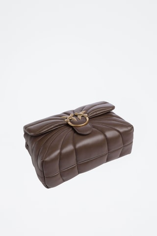 Mala a tiracolo em couro napa Love Puff - Castanho