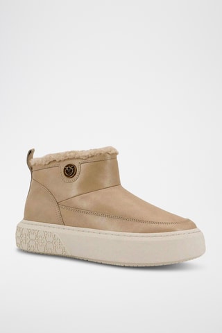 Botins forrados em couro Yoko 22 - Bege