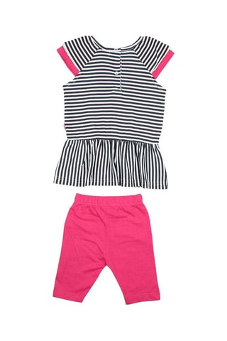 T-shirt en Broek Marineblauw en Fuchsia  