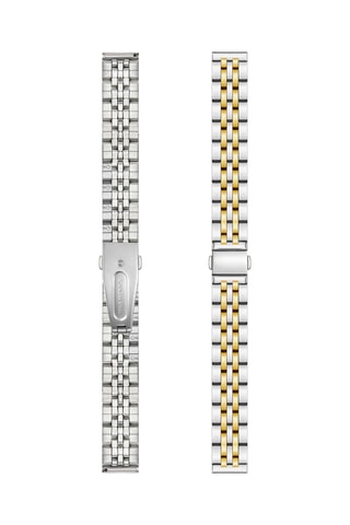 Coffret relógio de quartzo em prata ionizada e diamante e pulseiras em couro Olympe
