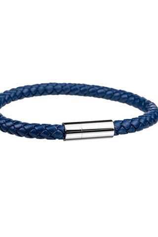 Coffret relógio de quartzo em couro, prata íon e diamante e bracelete em couro Olympe