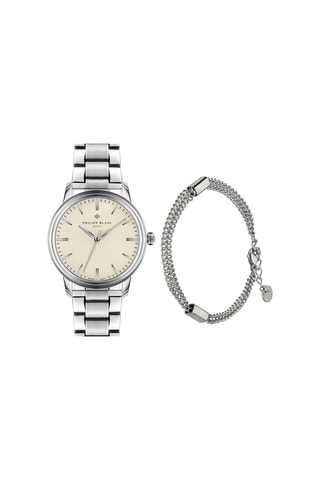 Coffret relógio de quartzo em aço e bracelete Zurich
