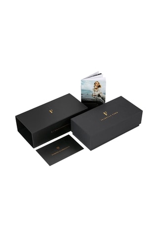 Coffret relógio de quartzo em íon ouro amarelo, banhado íon prata. madrepérola e diamante e gourmette Gisèle