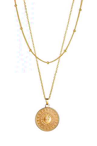 Coffret relógio de quartzo em prata íon ouro amarelo e diamante e colar Zélie