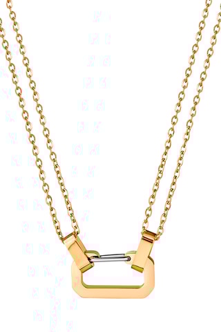 Coffret relógio de quartzo em couro, banhado íon ouro amarelo e diamantes e colar Adélaïde