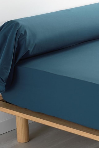 Taie de traversin en percale de coton 78 fils/cm² - Bleu