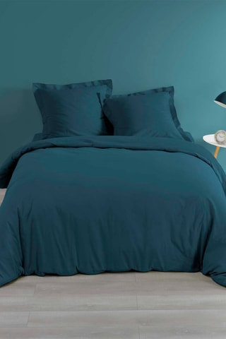 Housse de couette en percale de coton 78 fils/cm² Percaline - Bleu