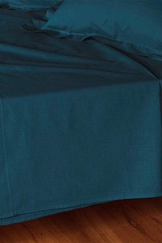 Drap plat en coton 57 fils/cm² Lina - Bleu