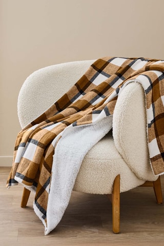 Plaid Ecossais - Camel et blanc - 125 x 150 cm