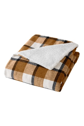 Plaid Ecossais - Camel et blanc - 125 x 150 cm