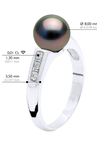 Bague Or blanc, perle de culture d'eau douce et diamants