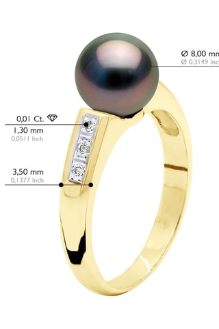Bague Or jaune, perle de culture d'eau douce et diamants