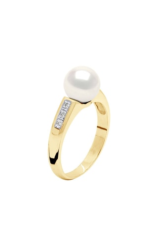 Bague Or jaune, perle de culture d'eau douce et diamants
