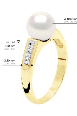 Bague Or jaune, perle de culture d'eau douce et diamants