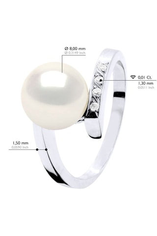 Bague Or blanc, perle de culture d'eau douce et diamants