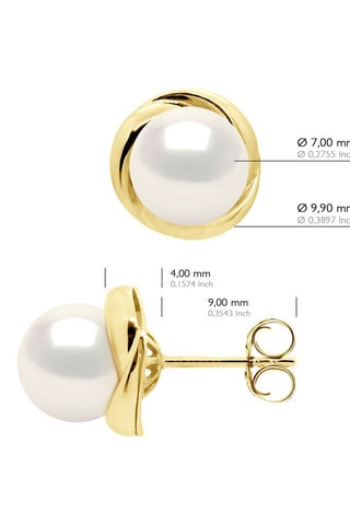 Puces Or jaune et perles de culture