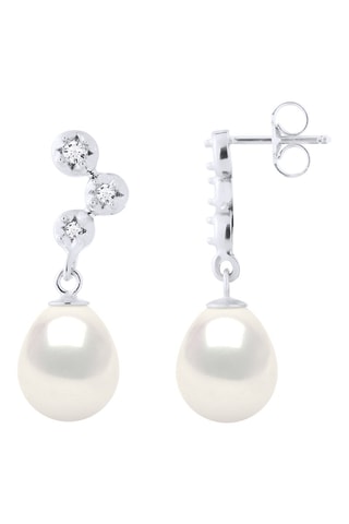 Boucles d'oreilles - Or blanc, perles de culture et diamants
