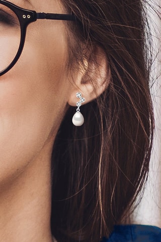 Boucles d'oreilles - Or blanc, perles de culture et diamants