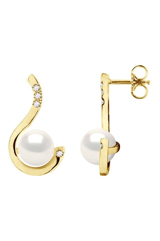 Boucles d'oreilles Or jaune, perles de culture et diamants
