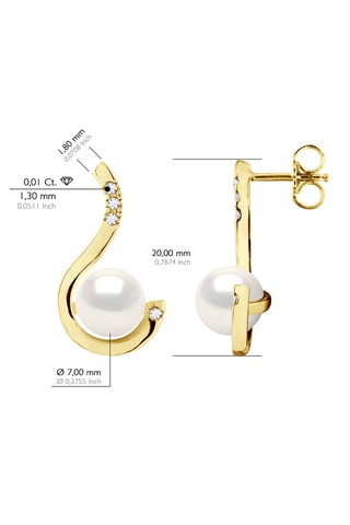 Boucles d'oreilles Or jaune, perles de culture et diamants