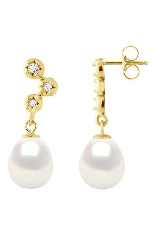 Boucles d'oreilles Or jaune, perles de culture et diamants