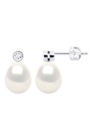 Puces Or blanc, perles de culture et diamant
