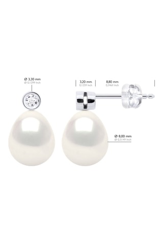 Puces Or blanc, perles de culture et diamant