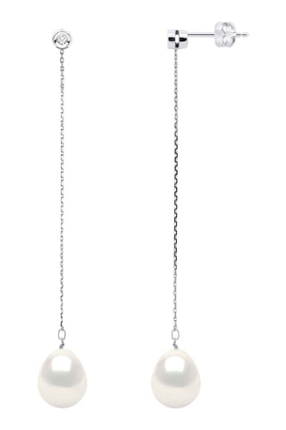 Boucles d'oreilles - Or blanc, perles de culture et diamant