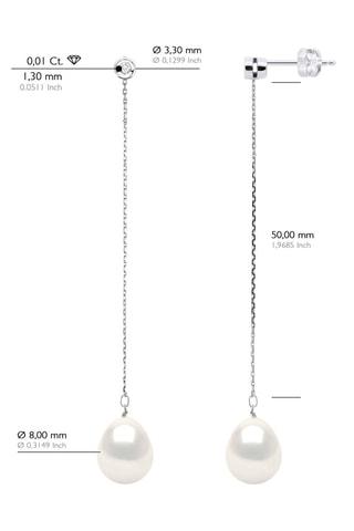 Boucles d'oreilles - Or blanc, perles de culture et diamant