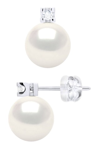 Boucles d'oreilles - Or blanc, perles de culture et diamant