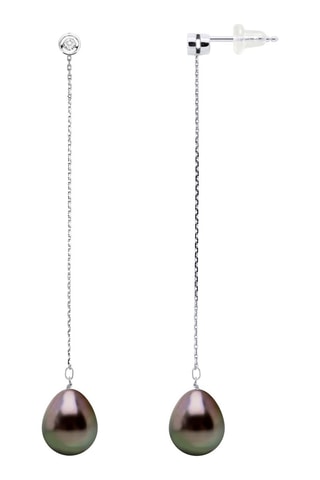 Boucles d'oreilles Or blanc, perles de culture et diamants