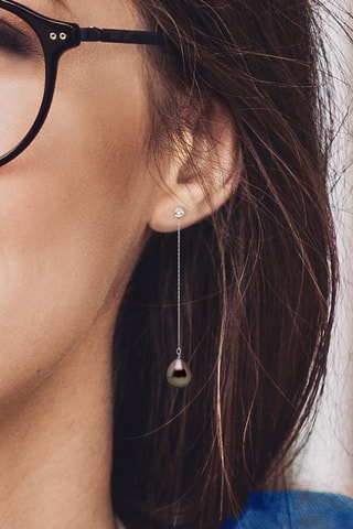 Boucles d'oreilles Or blanc, perles de culture et diamants