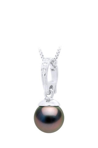 Pendentif Or blanc diamants et perle de culture