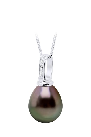 Pendentif Or blanc, perle de culture de Tahiti et diamants