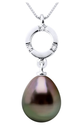 Collier Or blanc, perle de culture de Tahiti et diamants