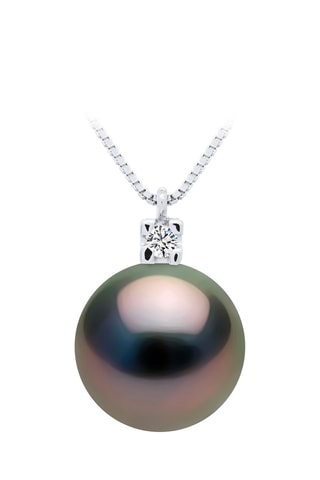 Collier Or blanc, perle de culture de Tahiti et diamant