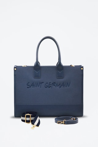 Cabas en cuir vegan Quartier Latin - Bleu
