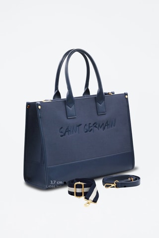 Cabas en cuir vegan Quartier Latin - Bleu