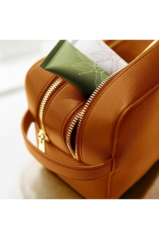 Trousse de toilette en cuir - Marron