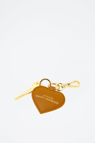 Porte-clés en cuir Paris Love - Marron et doré