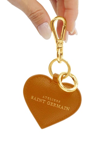 Porte-clés en cuir Paris Love - Marron et doré