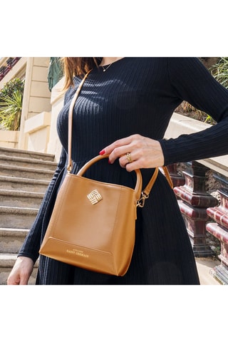 Sac seau en cuir vegan Auteuil - Marron