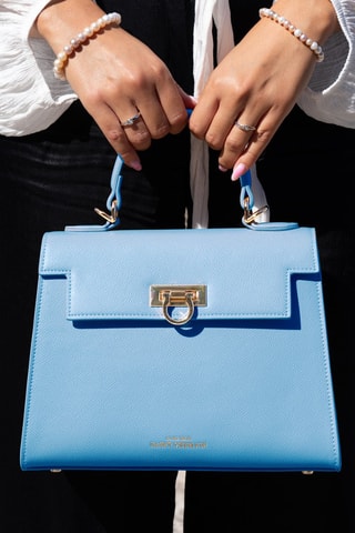Sac à main en cuir Cannes - Bleu