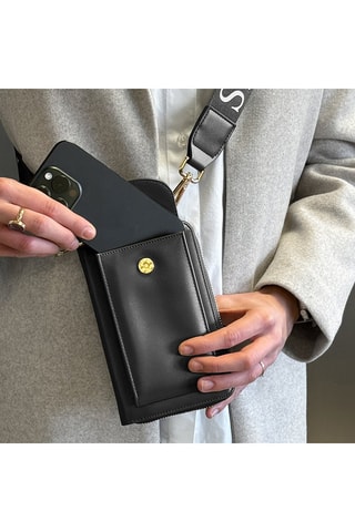 Pochette de téléphone en cuir - Noir