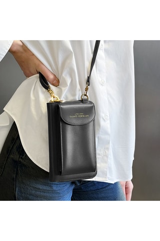 Pochette de téléphone en cuir - Noir