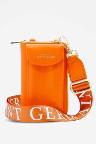 Pochette de téléphone en cuir - Orange