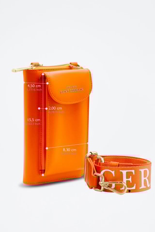 Pochette de téléphone en cuir - Orange