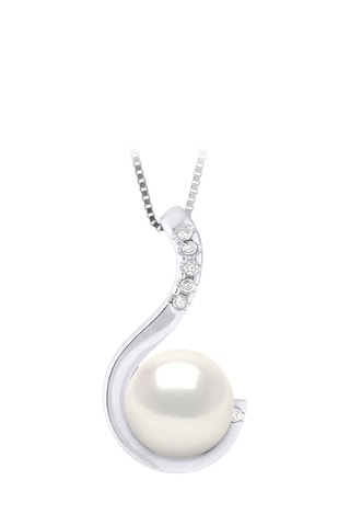 Pendentif Or blanc, perle de culture d'eau douce et diamants