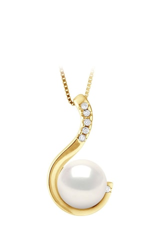 Pendentif Or jaune, perle de culture d'eau douce et diamants